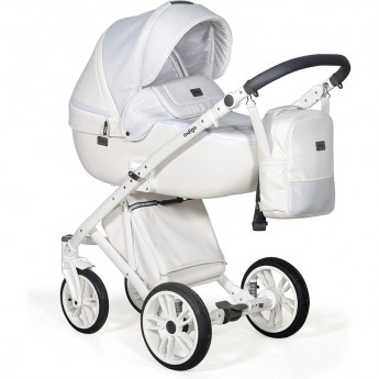Коляска 2в1 INDIGO PORTO po 07 (белая кожа+белый узор)
