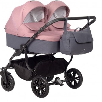 Коляска для двойни INDIGO CHARLOTTE Sity DUO cs 07 (т.серый+т.розовый)