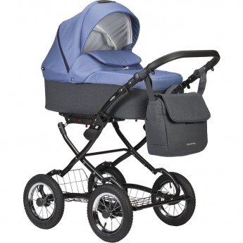 Коляска INDIGO CHARLOTTE SITY CLASSIC 12" 2 в 1 / Cs 06 (т.серый+сине-серый)