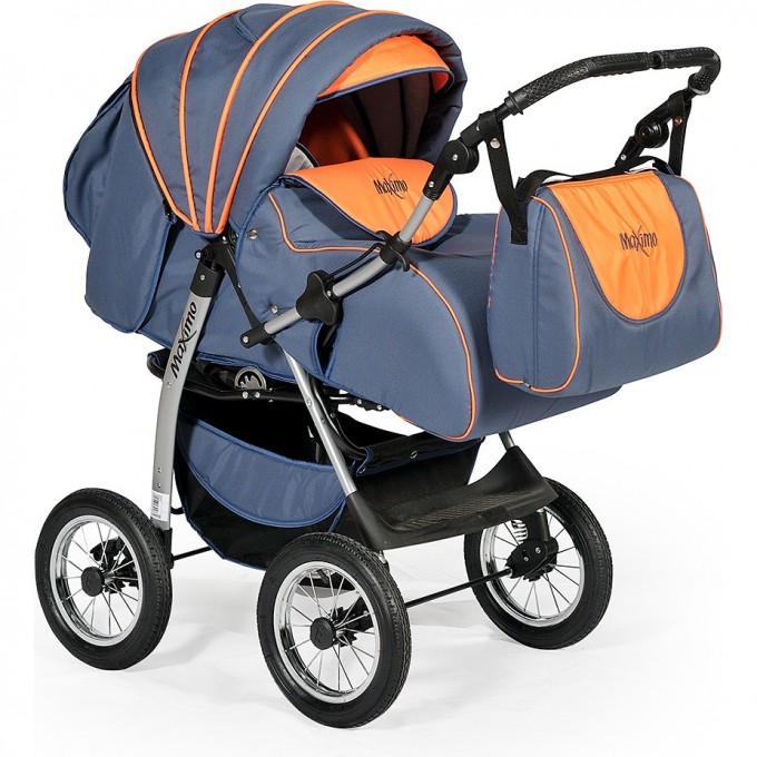 Коляска-трансформер INDIGO MAXIMO ma 07 (тем.графит+оранж) 5907731394864